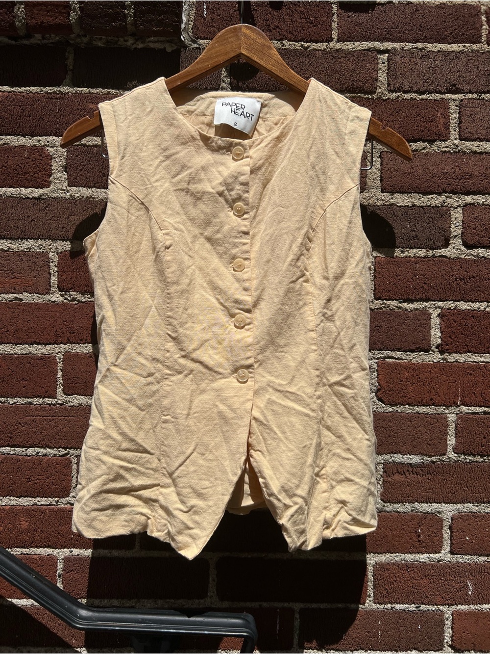 Sleeveless Button-Front Butter Yellow Vest